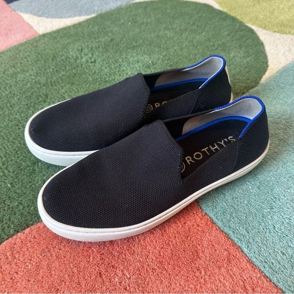 Rothy's The Original Slip On Sneaker in Black Woven Knit Slip Ons Size 5.5 EUC - Picture 13 of 15